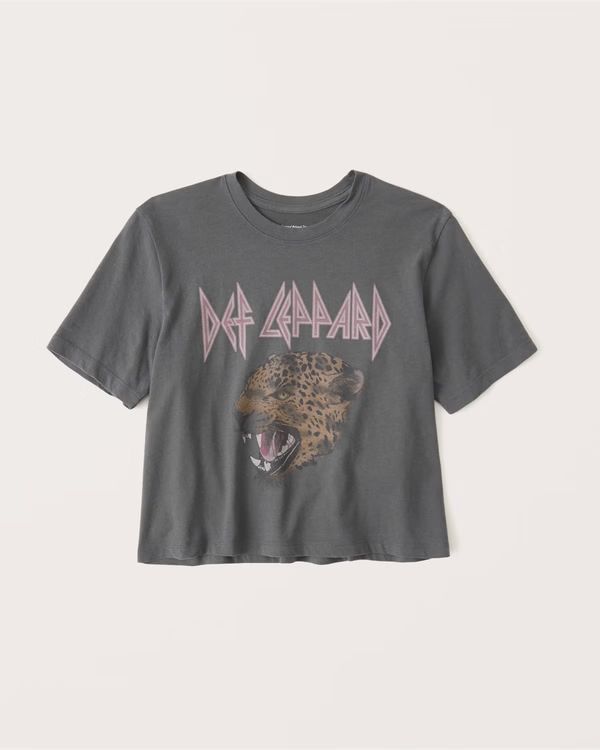 Women's Cropped Relaxed Def Leppard Band Tee | Women's Up to 30% Off Select Styles | Abercrombie.... | Abercrombie & Fitch (US)