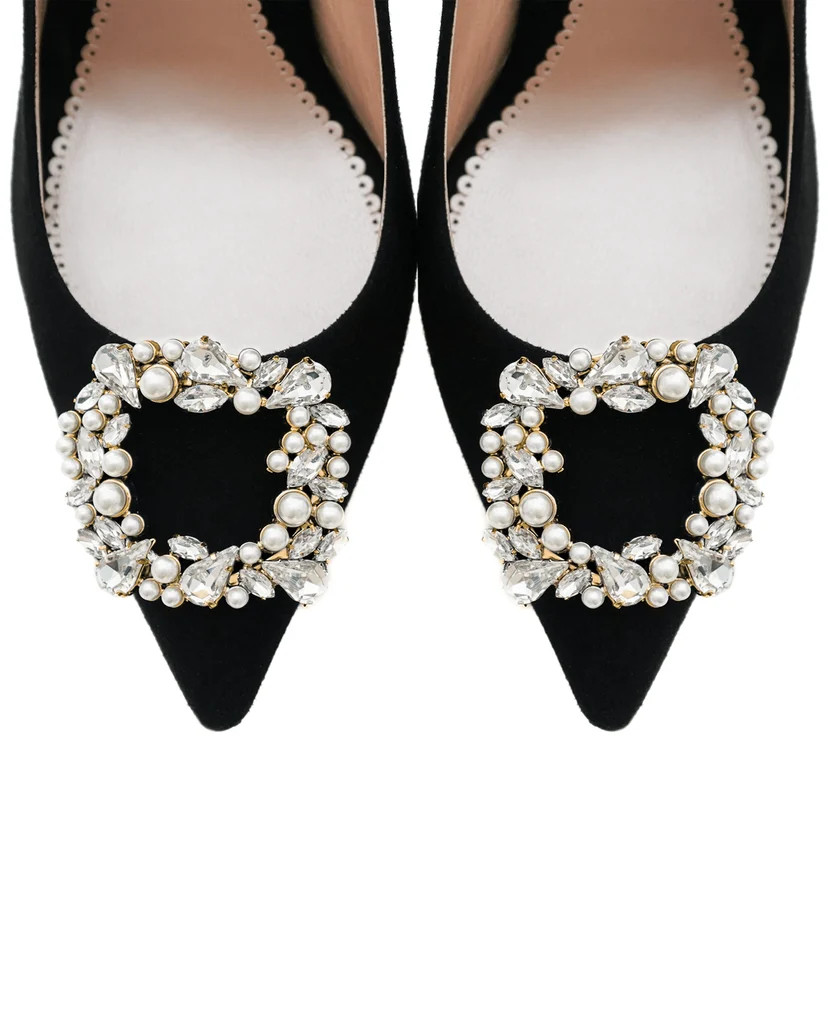 Gold Crystal & Pearl Bejewelled Shoe Clip | Emmy London | Emmy London
