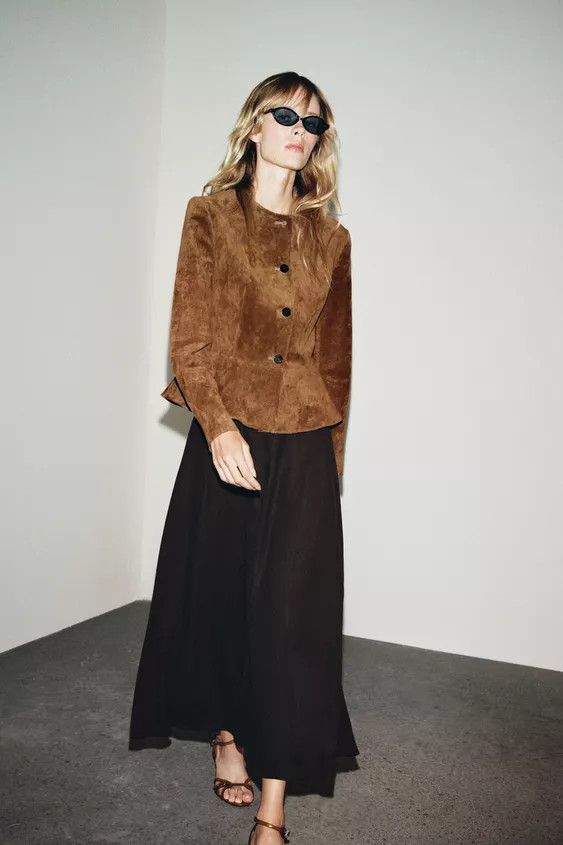LINEN BLEND MIDI SKIRT | Zara UK