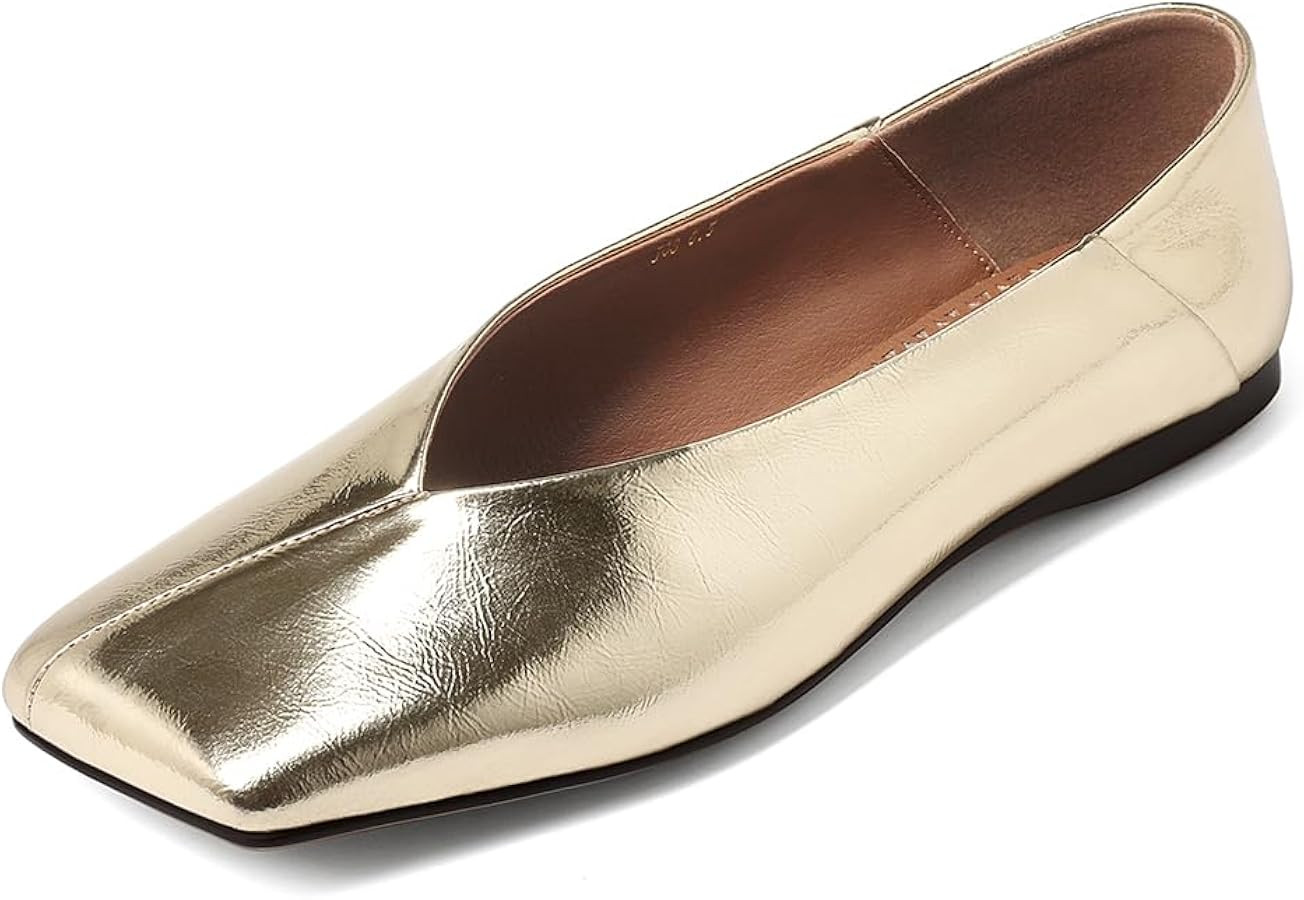 Womens Ballet Flats Square Toe Ballet Flats Shoes for Women Dress Shoes Patent Leather Loafers Co... | Amazon (US)