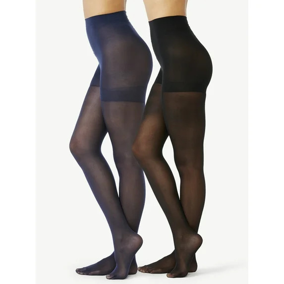 Joyspun Women's Opaque Control Top Tights, 2-Pack, Sizes S-3XL | Walmart (US)