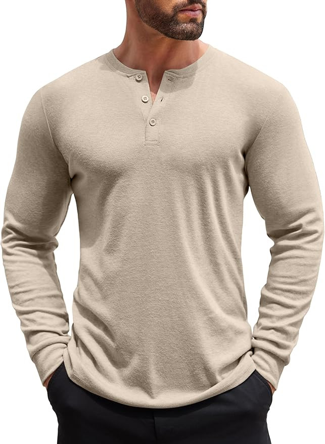 COOFANDY Men's Henley Shirts Long Sleeve Button T-Shirt Lightweight Fashion Casual Pullover Shirt | Amazon (US)