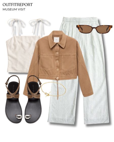 Linen trousers beige top brown crop top sandals 

#LTKstyletip #LTKshoes #LTKbag