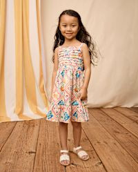 Girls Sleeveless Tile Pleated Ruffle Dress - Amalfi Coast - WHITE | Gymboree | Gymboree