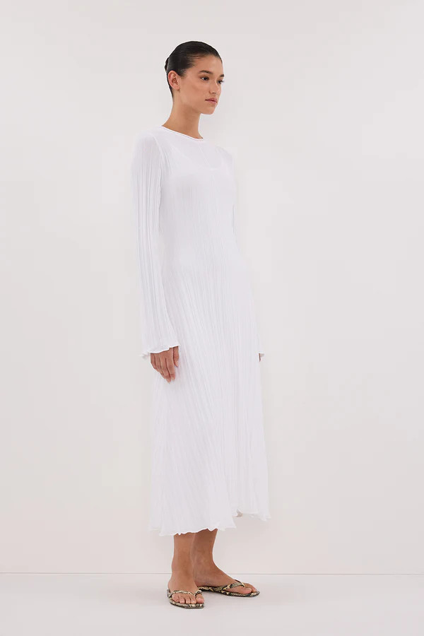 SYLVIA OFF WHITE KNIT MIDI DRESS | DISSH