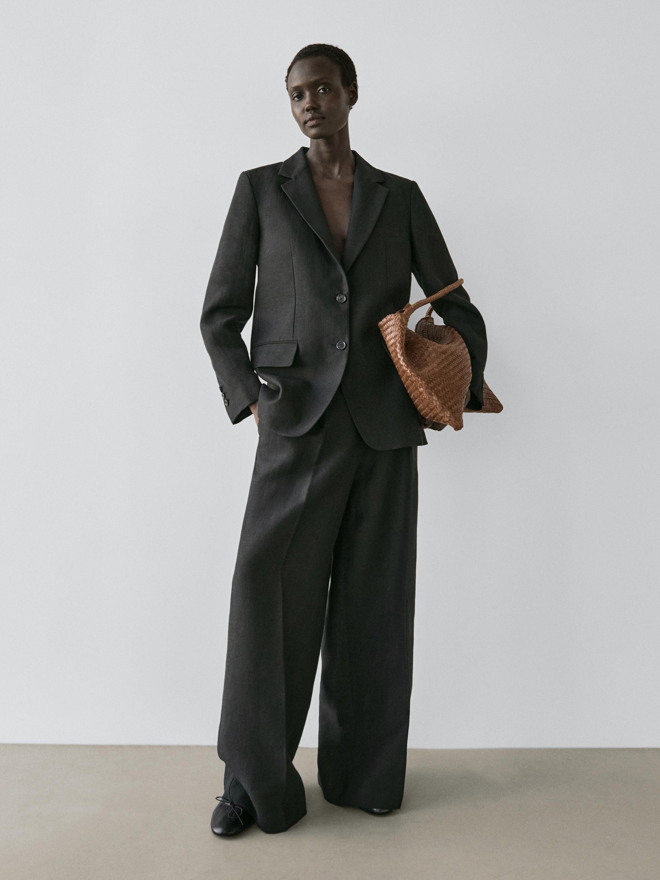 100% linen blazer with pockets | Massimo Dutti UK