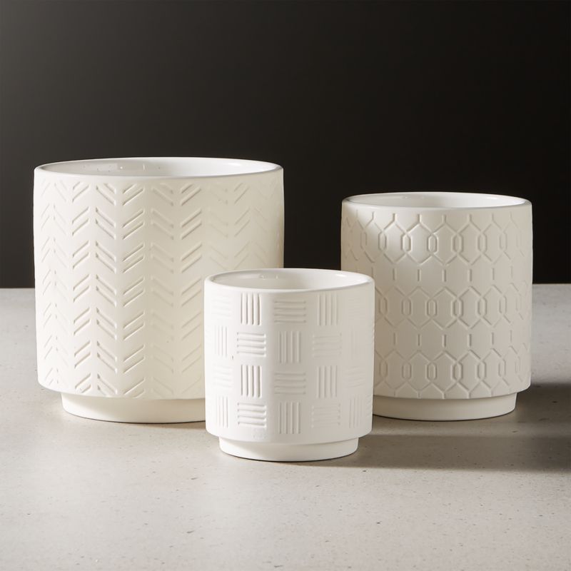 3-Piece White Planter Set + Reviews | CB2 | CB2