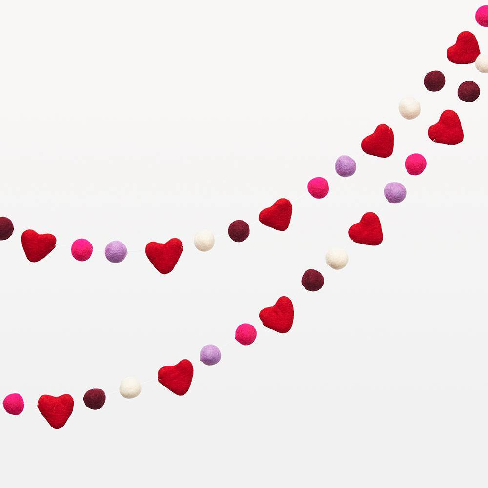 Vibrant Heart Pom Felt Garland | Paper Source | Paper Source