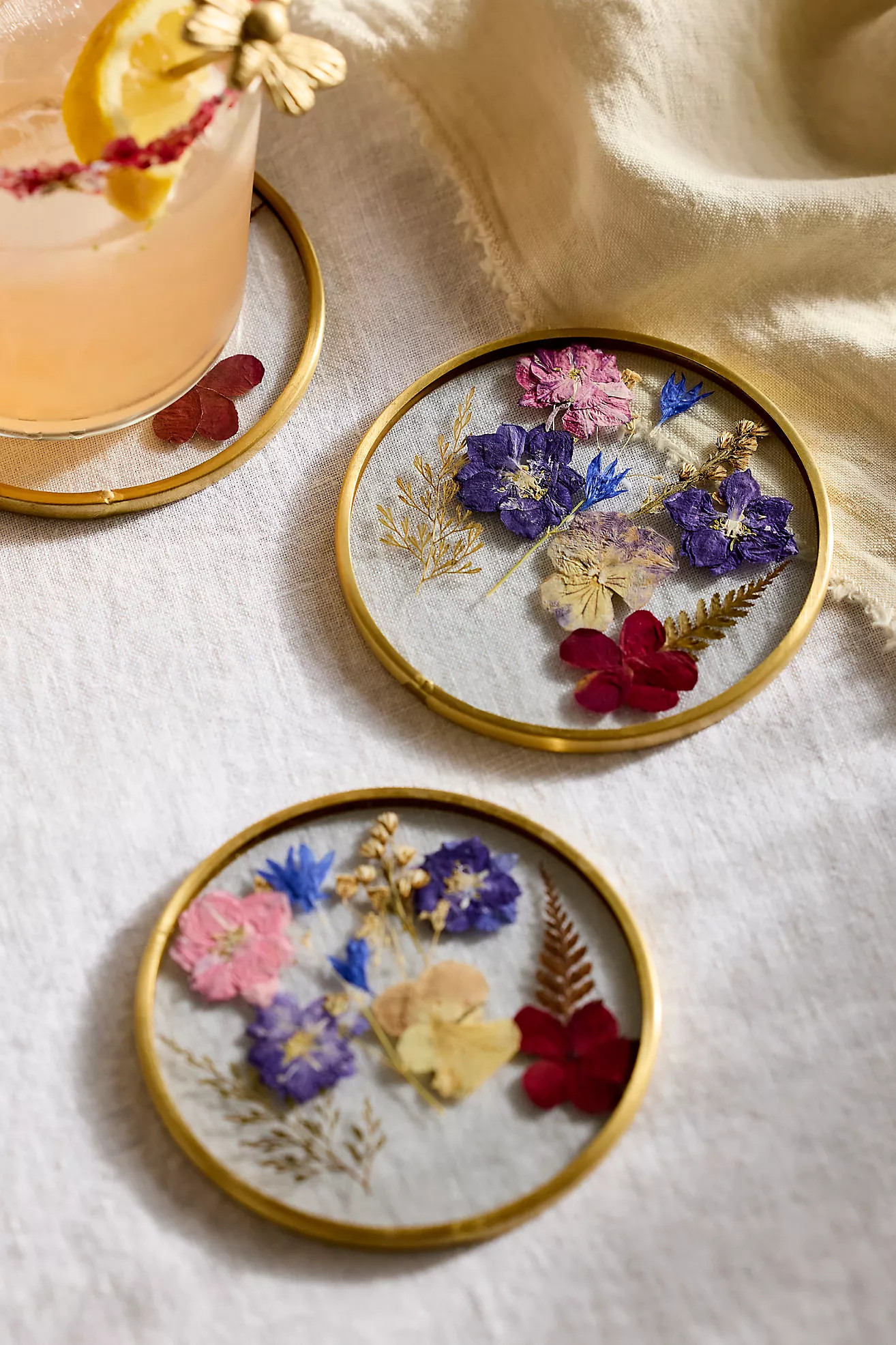 Pressed Floral Coasters, Set of 4 | Anthropologie (US)