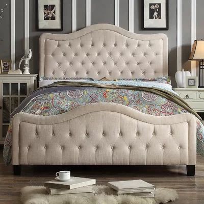 Turin Upholstered Panel Bed Color: Beige, Size: King | Wayfair North America