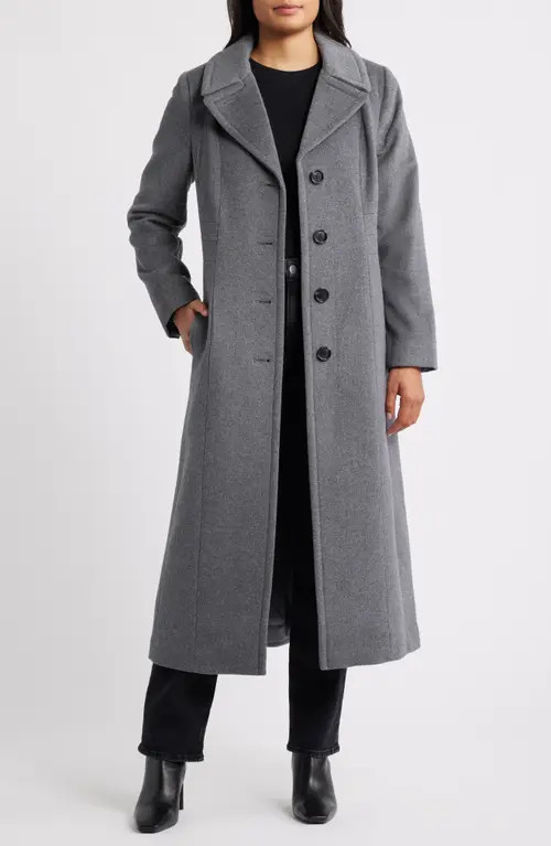 London Fog Wool Blend Longline Coat in Light Grey at Nordstrom, Size Large | Nordstrom