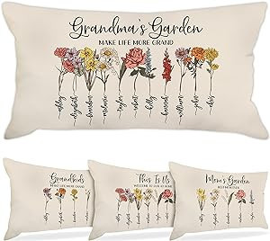 Zexpa Apparel Customized Mothers Day Lumbar Pillow Cover Grandma's Garden Colored Flowers | Amazon (US)