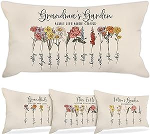 Zexpa Apparel Customized Mothers Day Lumbar Pillow Cover Grandma's Garden Colored Flowers | Amazon (US)