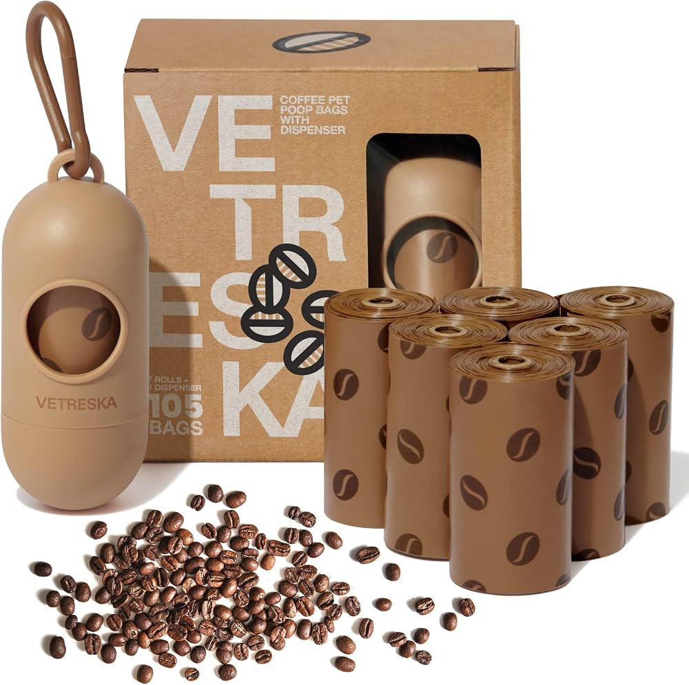 VETRESKA Dog Waste Bag Dispenser with Coffee Scent - Leak Proof, Extra Thick Pet Waste Bags - 1 B... | Amazon (US)