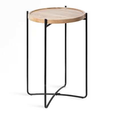 Kate and Laurel  Vale Natural/Black Wood Round Modern End Table | Lowe's