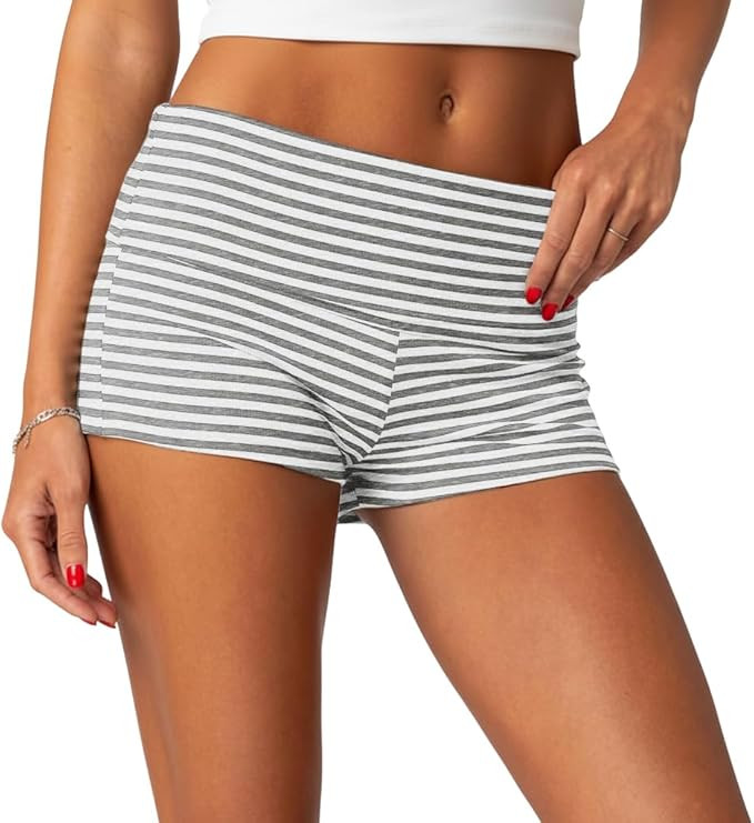 Women's Fold Over Shorts Y2K Micro Mini Shorts Elastic Waist Lounge Pajama Bottoms 2026 Summer Yo... | Amazon (US)