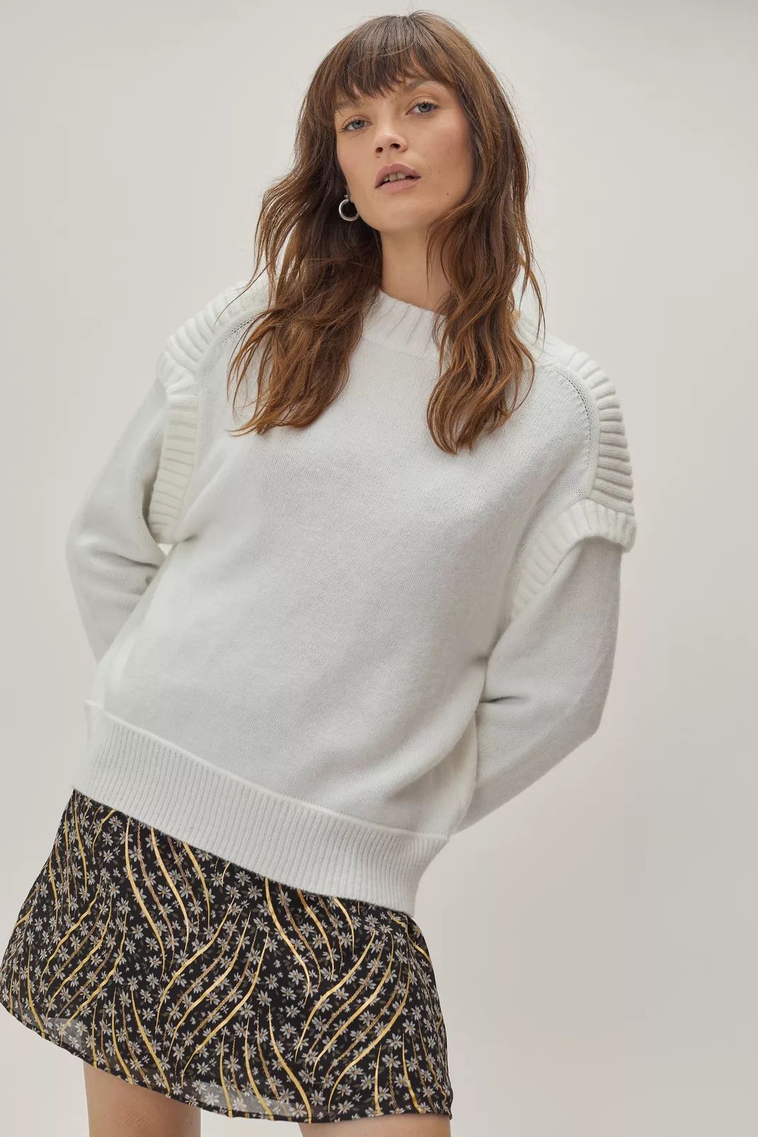 Ribbed Shoulder Knitted Oversized Sweater | Nasty Gal (US)