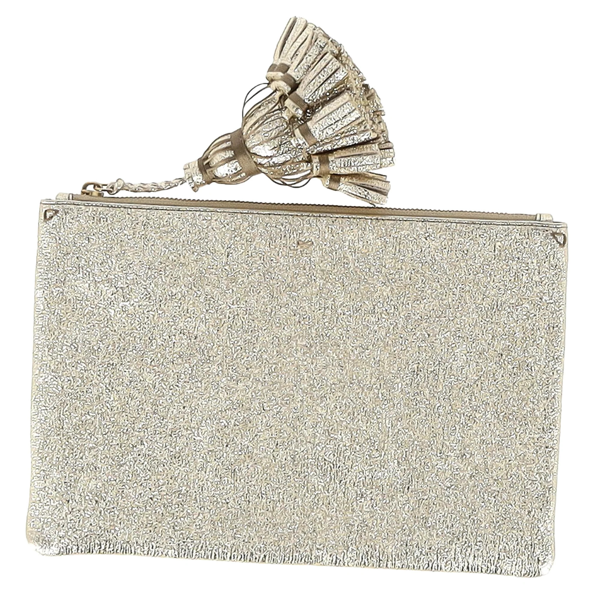 Anya Hindmarch Georgiana Clutch in Metallic Gold Glitter | Shop Simon