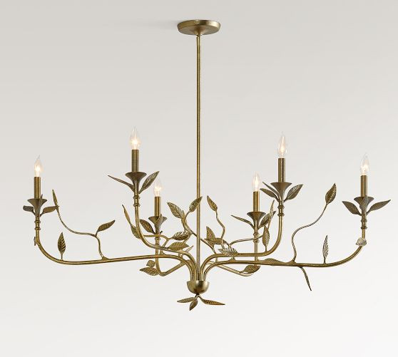 Botanical Forged Iron Oval Chandelier (50") | Pottery Barn (US)