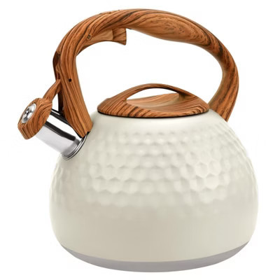 Itopfox Tea Kettle for Stove Top, Loud Whistling Kettle for Boiling Water Coffee or Milk Heavy Stainless Steel with Wood Pattern Handle Unique Button | Target
