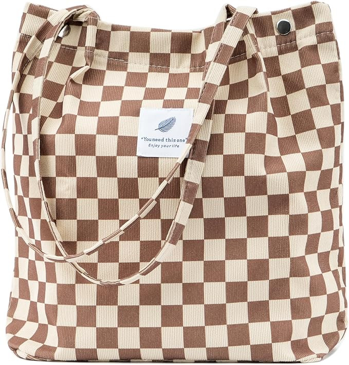 TOPASION Cute Corduroy Tote Bag Canvas Shoulder Handbags for Women Travel Shopping | Amazon (US)