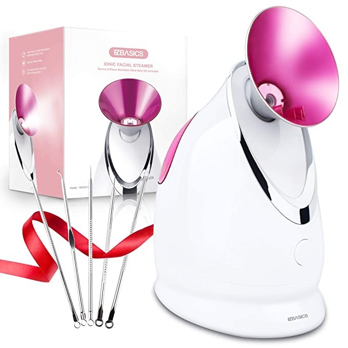 EZBASICS Facial Steamer-Nano Ionic Face Steamer for Home Facial, Unclogs Pores, Warm Mist Humidif... | Amazon (US)