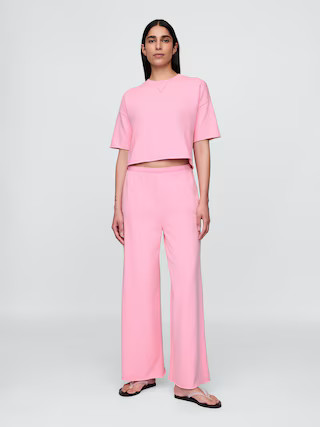 French Terry Wide-Leg Rolled-Hem Sweatpants | Gap (US)