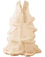 Kumeng Wedding Sexy Feather Robe Bridal Upgraded Illusion Tulle Long Scarf New Custom Made | Amazon (US)
