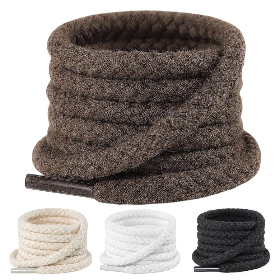 Handshop 2 pairs Round Cotton Rope Shoe laces for Sneakers, Thick Braided Shoelaces for Men Women... | Amazon (US)