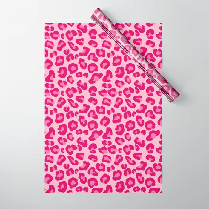 Leopard Print in Pastel Pink, Hot Pink and Fuchsia Wrapping Paper | Society6