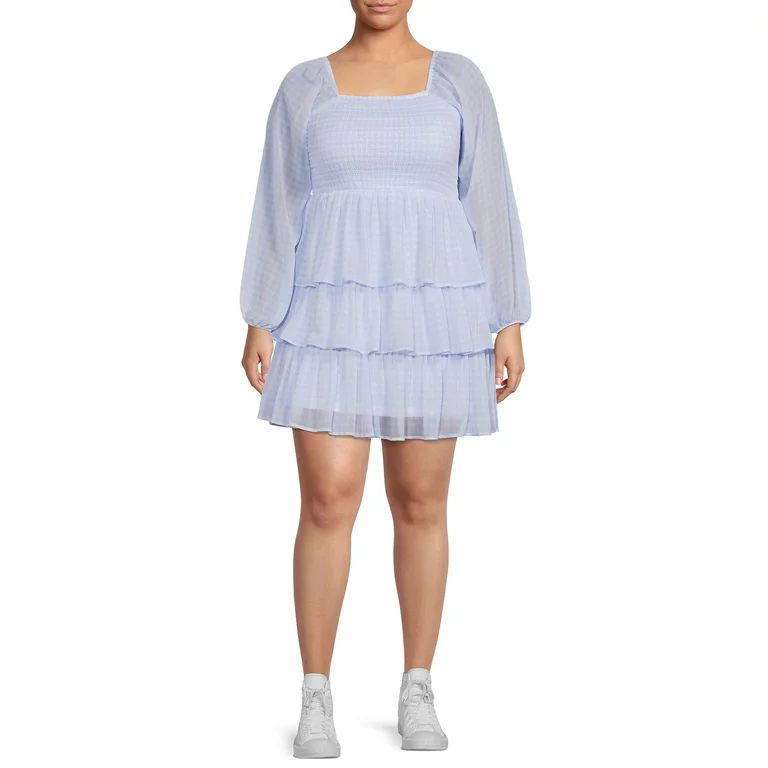 Madden NYC Junior's Plus Size Triple Ruffle Smocked Peasant Dress | Walmart (US)