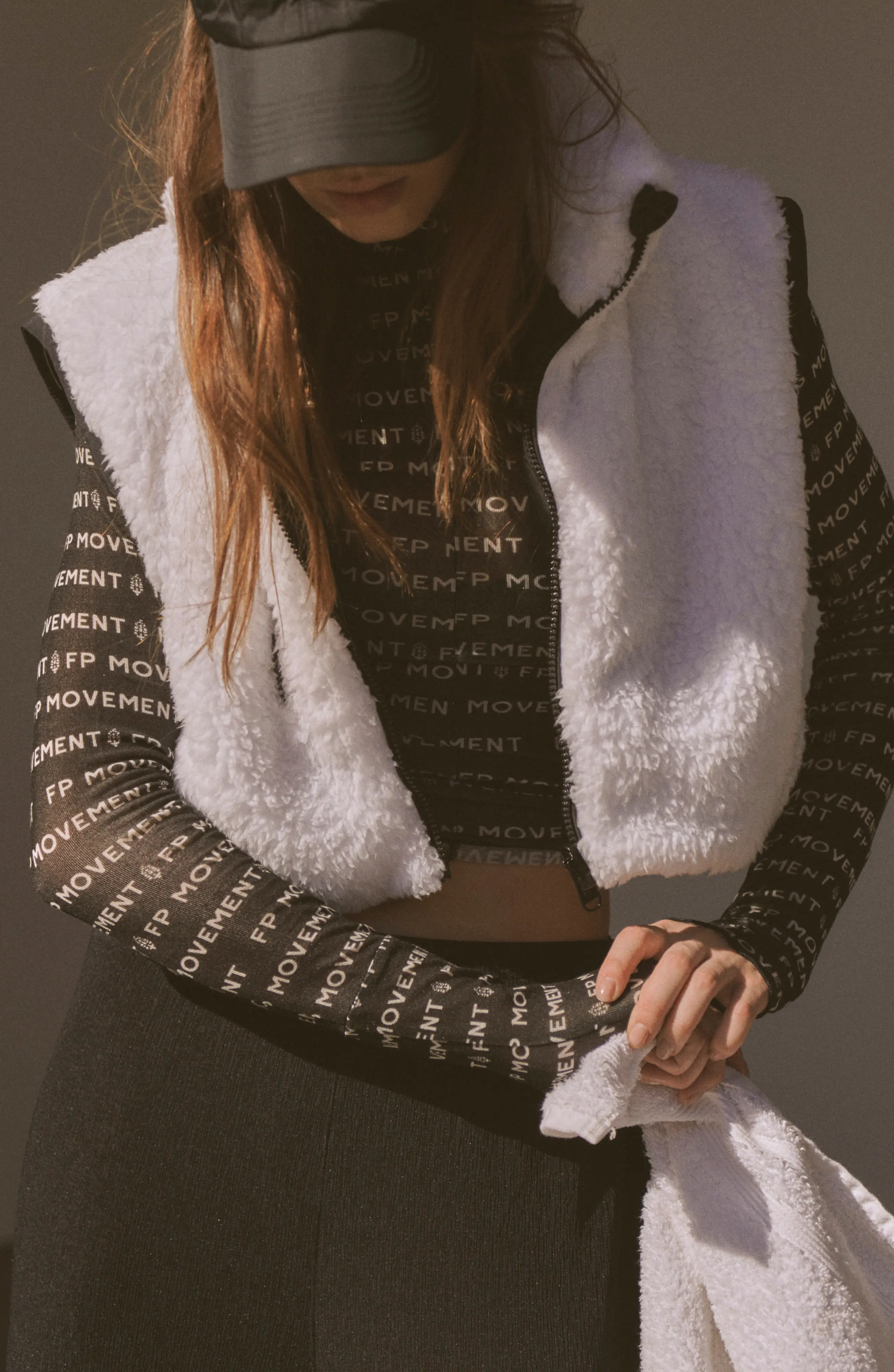 Free People FP Movement Highline Faux Shearling Reversible Vest in Painted White at Nordstrom, Size  | Nordstrom