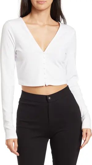 AFRM Astrid Button Down Long Sleeve Crop Top | Nordstromrack | Nordstrom Rack