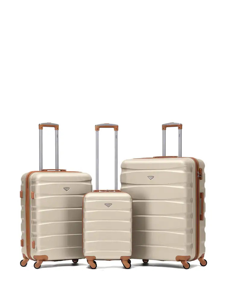 Flight Knight Cream Hardcase Large Check in Suitcases and Cabin Case Set of 3 | Next US