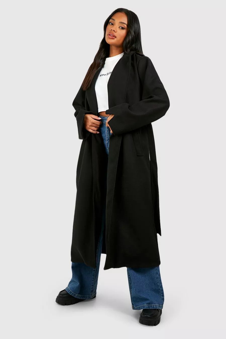 Oversized Maxi Belted Coat | boohoo (US & Canada)