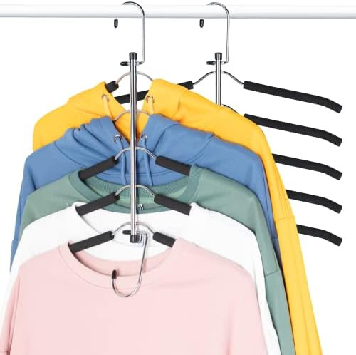 Space Saving Clothes Hangers – 5-in-1 Shirt & Coat Hangers with Non-Slip Foam, Stainless Steel ... | Amazon (US)