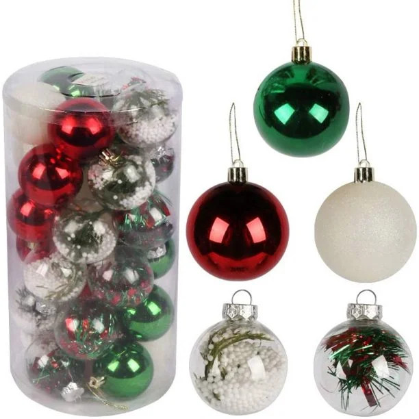 BIGTREE 30pcs Christmas Ball Ornaments Glitt Shatterproof xmas Tree Ball Decoration RGW2 | Walmart (US)