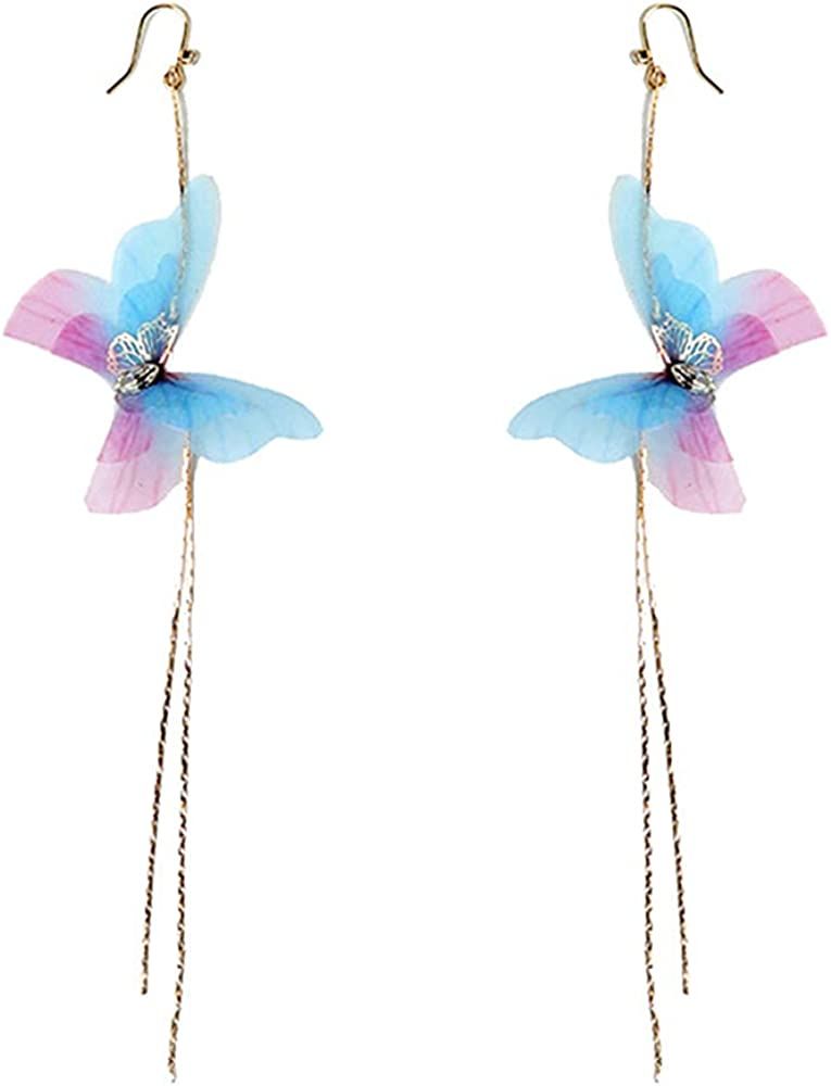 Temperament Long Butterfly Chain Tassel Drop Dangle Earrings for Women Asymmetric Butterfly Pearl... | Amazon (US)