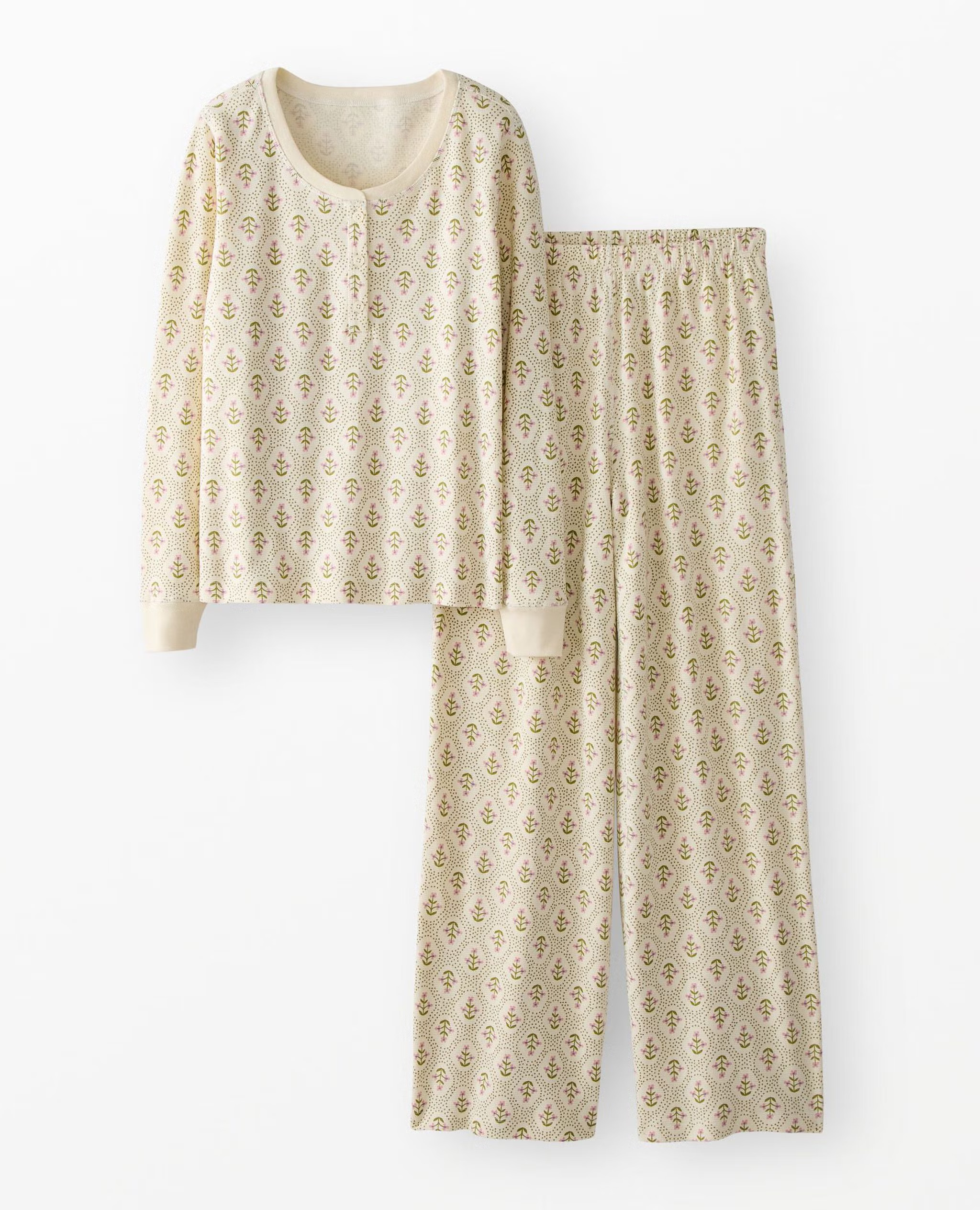 Women's Holiday Long Sleeve Waffle Henley Pajama Set | Hanna Andersson