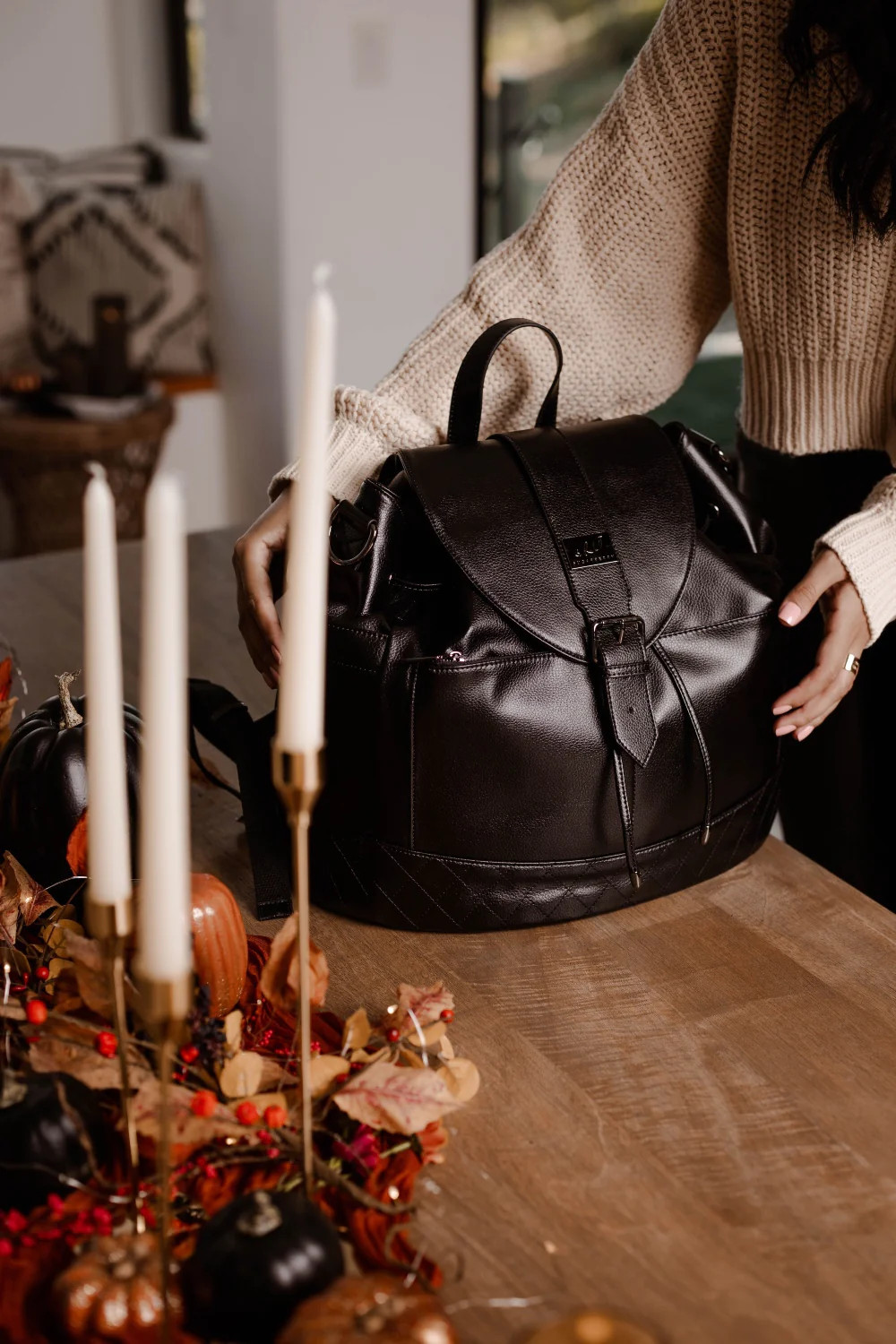 Sugarberry Vegan Leather Diaper Bag - Black | Sugarberry