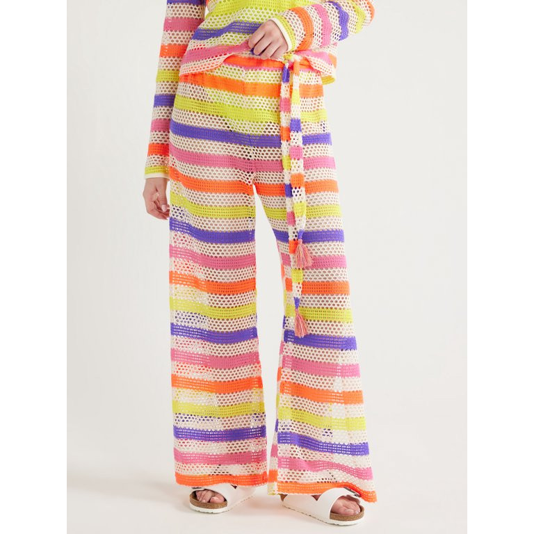 No Boundaries Juniors Crochet Knit Coverup Pants, Sizes S-XL | Walmart (US)