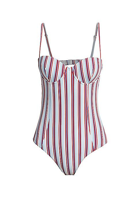 Onia Women's Belle Striped One-Piece Swimsuit - Blue Bell - Size Small | Saks Fifth Avenue