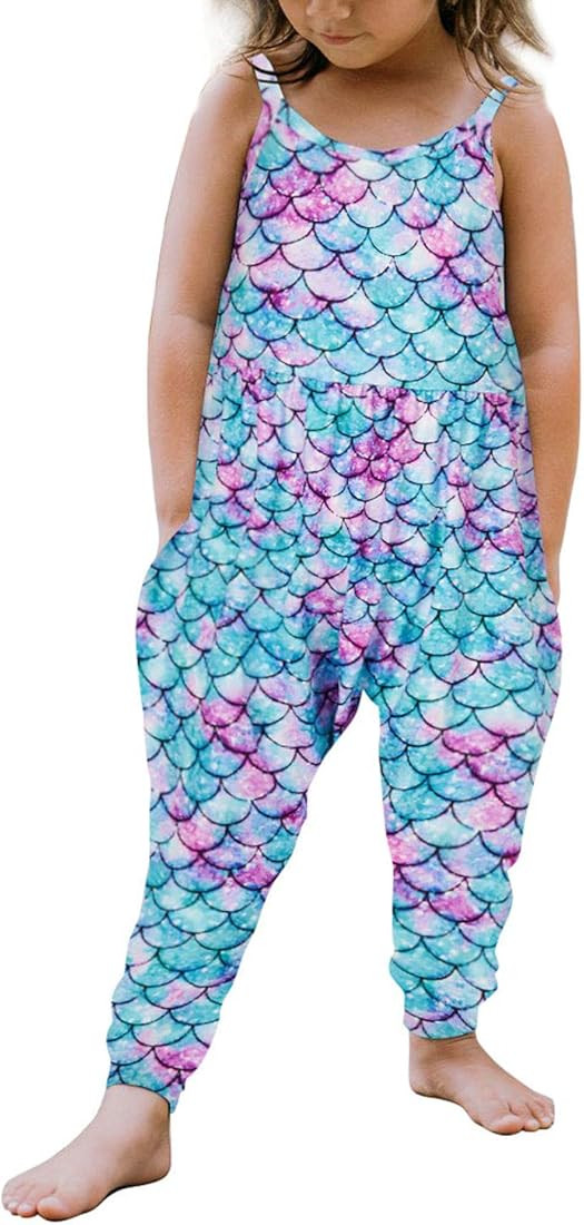 Toddler Girls Kids Jumpsuit One Piece Floral Dinosaur Playsuit Strap Romper Summer Outfits Clothe... | Amazon (US)