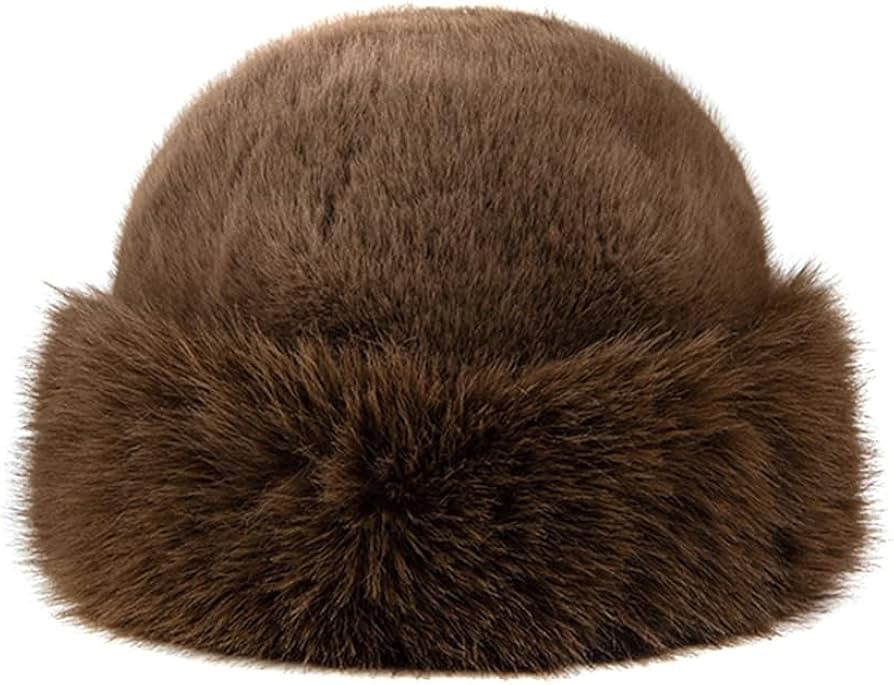 Women's Faux Fur Hats Fluffy Bucket Hat Russian Style for Winter Women Thickened Warm Mongolian H... | Amazon (US)