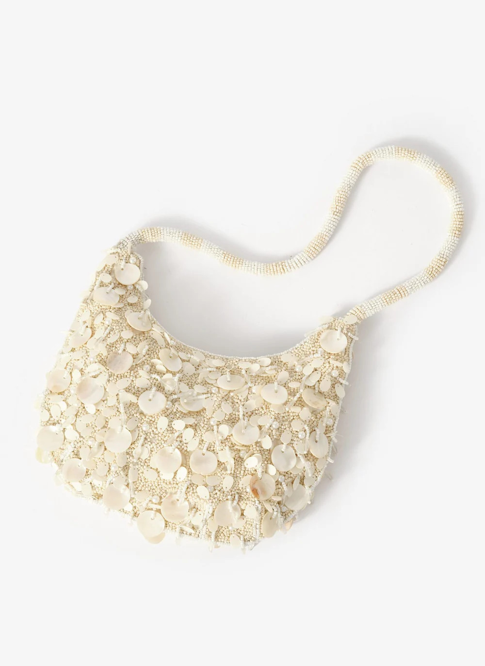 Cleo Cream Pearl Detail Shoulder Bag | Mint Velvet