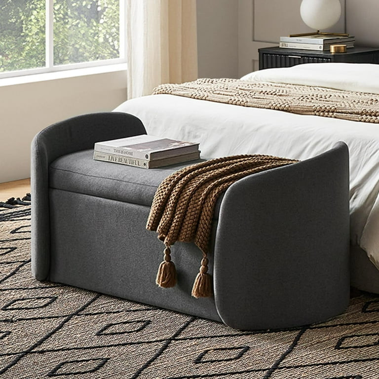 Sophie Storage Bench, Dark Gray Fabric | Walmart (US)