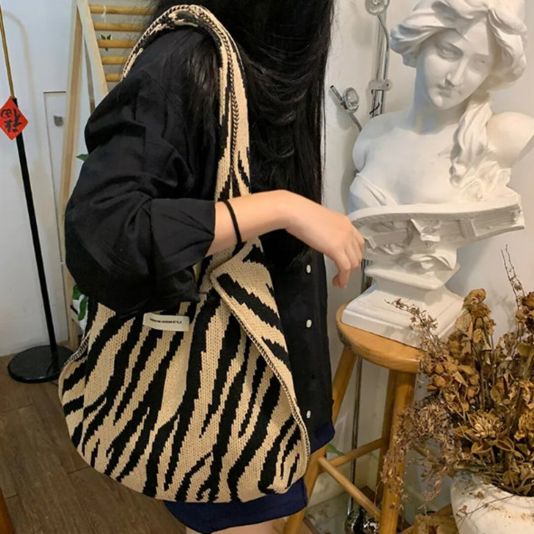 Autumn and Winter Zebra Design Woolen Needlework Women's Bag Large Capacity Underarm Shoulder Bag... | Etsy (US)