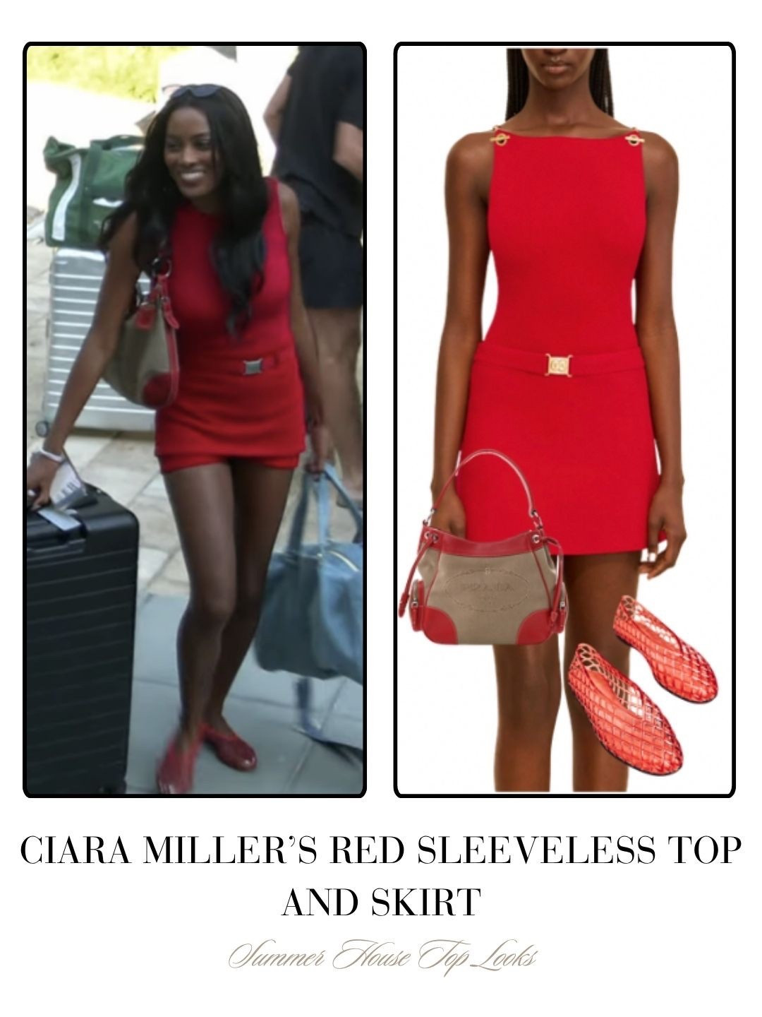 Ciara Miller’s Red Sleeveless Top and Skirt 