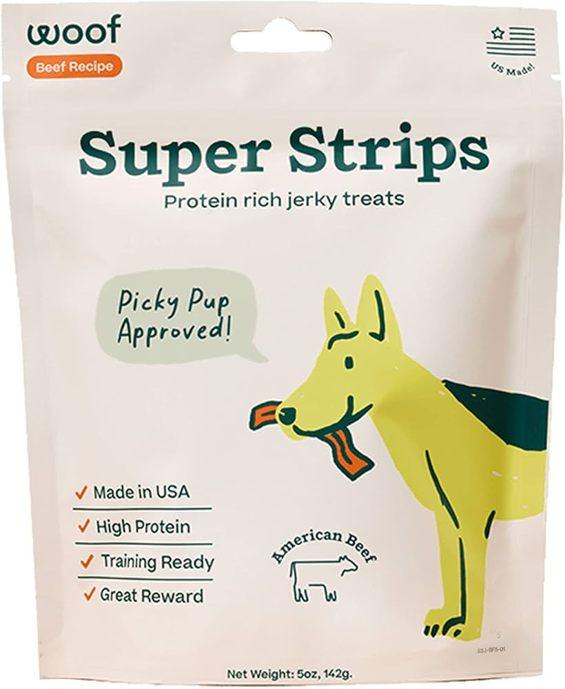 WOOF Super Strips, Protein-Rich Dog Treats, Beef Jerky for Dogs, Training Treats or Meal Booster,... | Amazon (US)