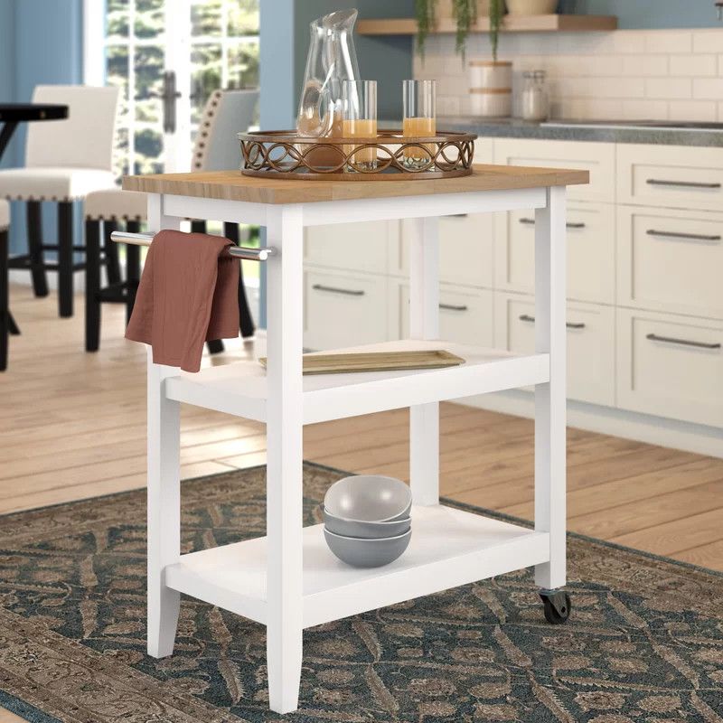 Raabe 32'' Wide Rolling Kitchen Cart with Solid Wood Top | Wayfair North America